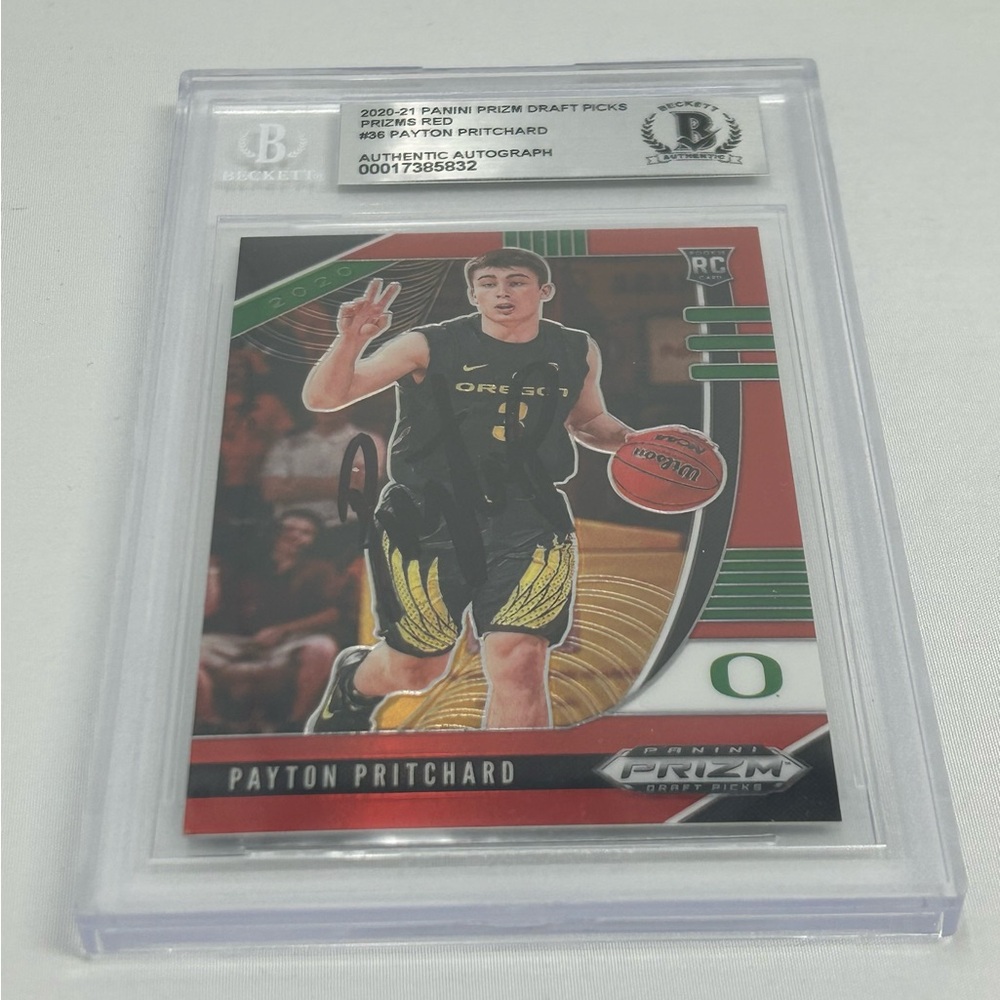 Payton Pritchard signed Beckett Encapsulated Prizm Draft Picks Card